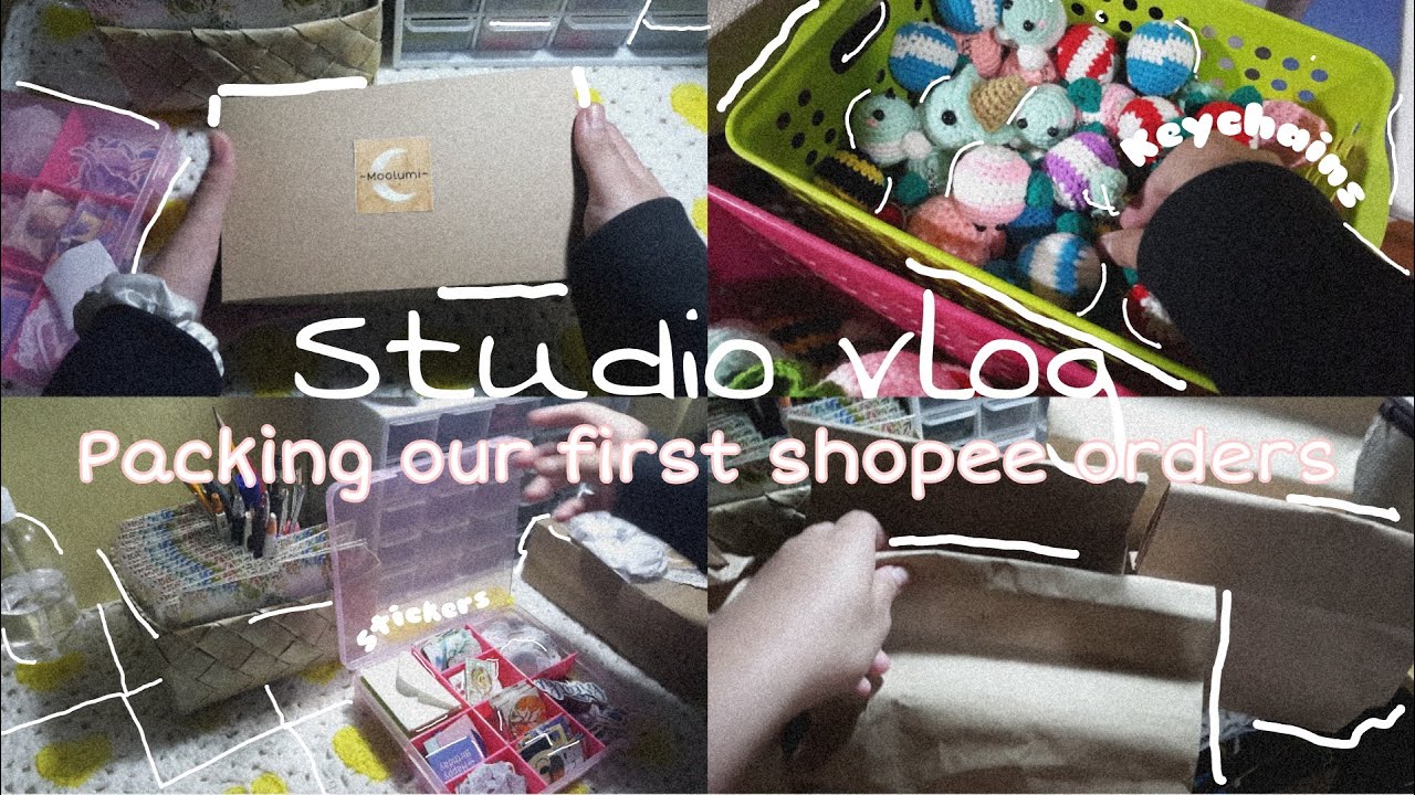 Studio vlog #006| Packing Shopee orders| Small crochet business| With BGM| 17 mins~