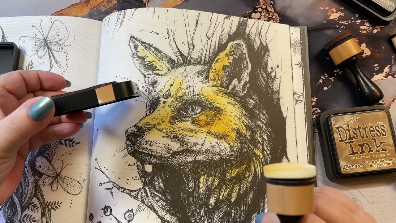 Adult Coloring - Karolina Kubikowska Distress Ink coloring