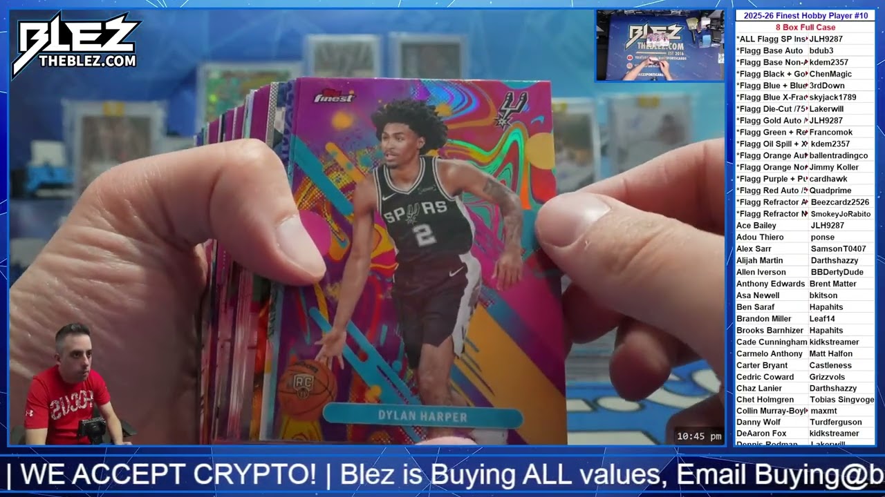 2025-26 Topps Finest Hobby NBA 8 Box Full Case Break #10 Pick Your Player