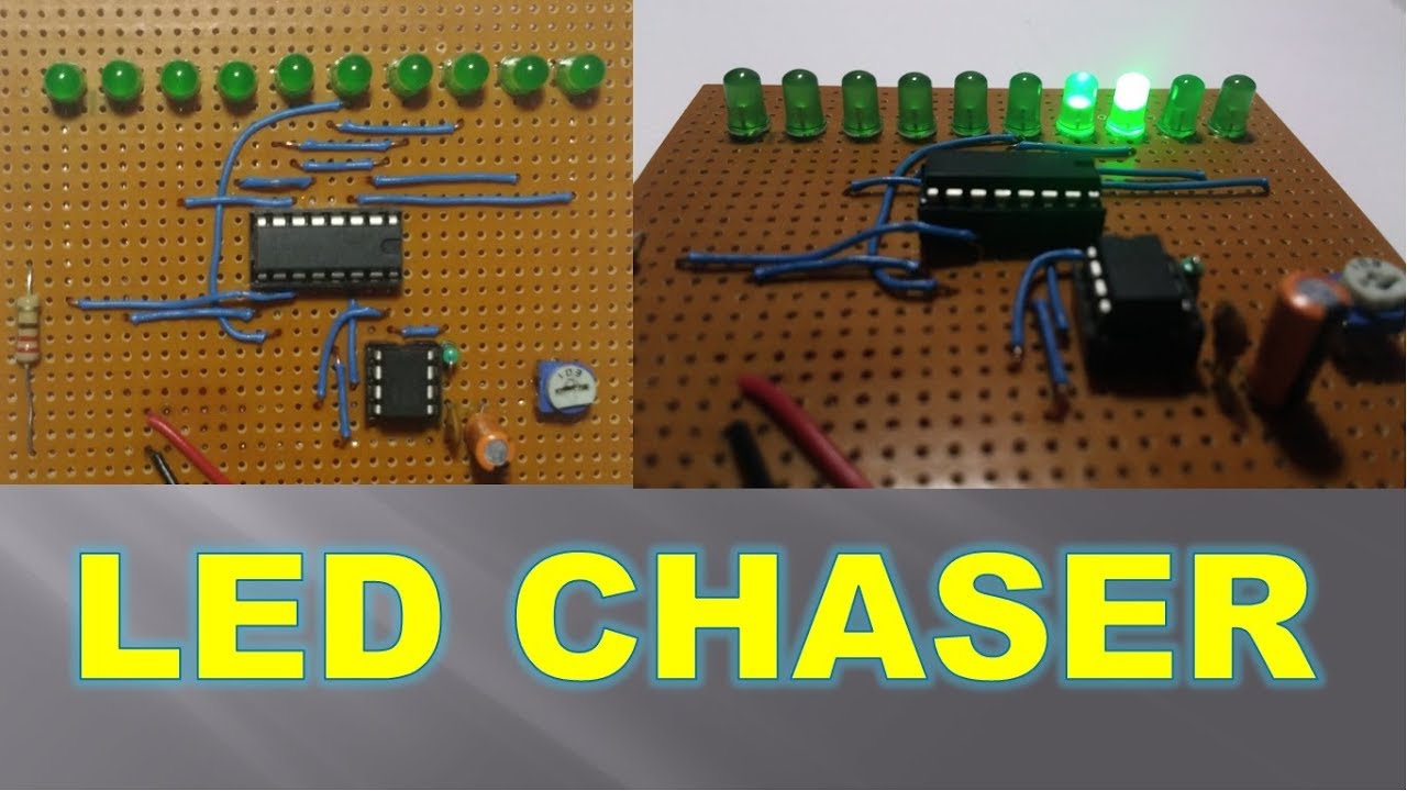 LED Chaser With 4017 & 555 IC