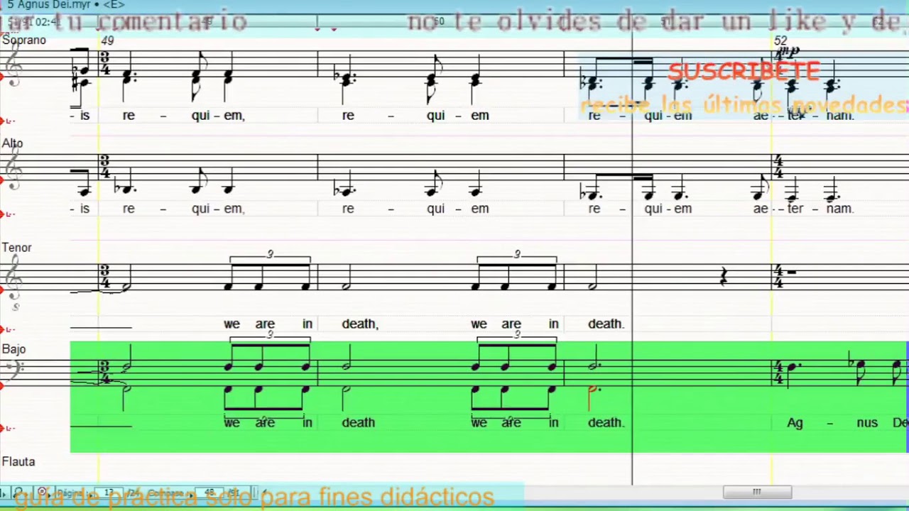 Agnus Dei - Requiem John Rutter - BAJO 2 guía de estudio