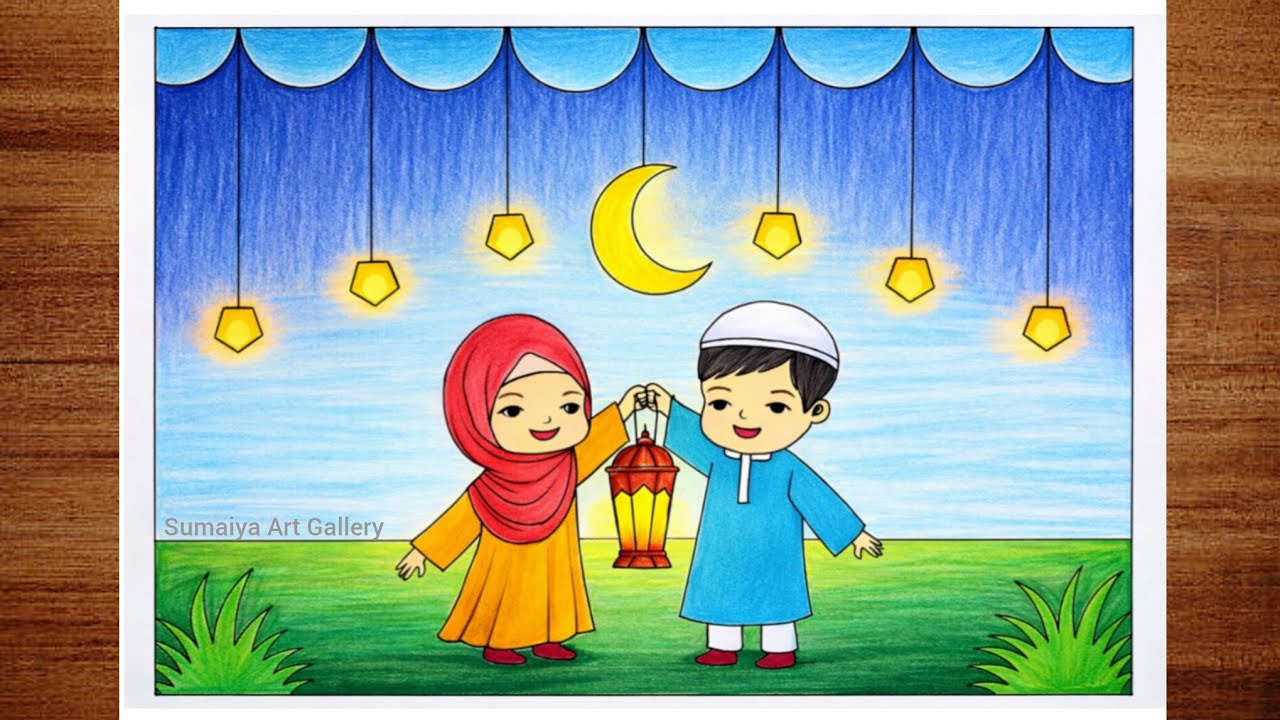 Drawing for Eid Festival | Eid Drawing Easy and Beautiful | Eid Decoration Idea |Drawing Video
