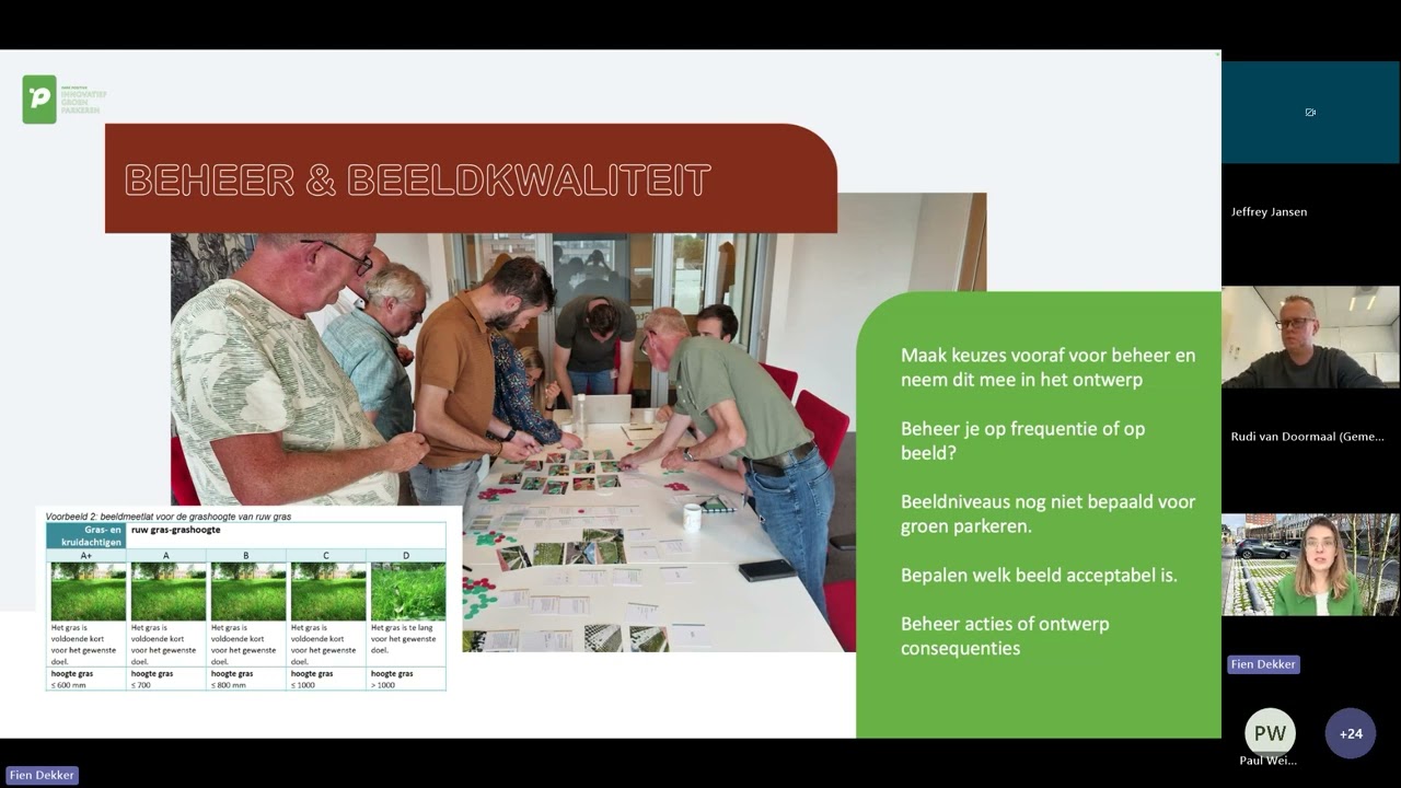 Webinar Groen parkeren hoe het systeem werkt en hoe je het onderhoudt, inclusief praktijkervaring.