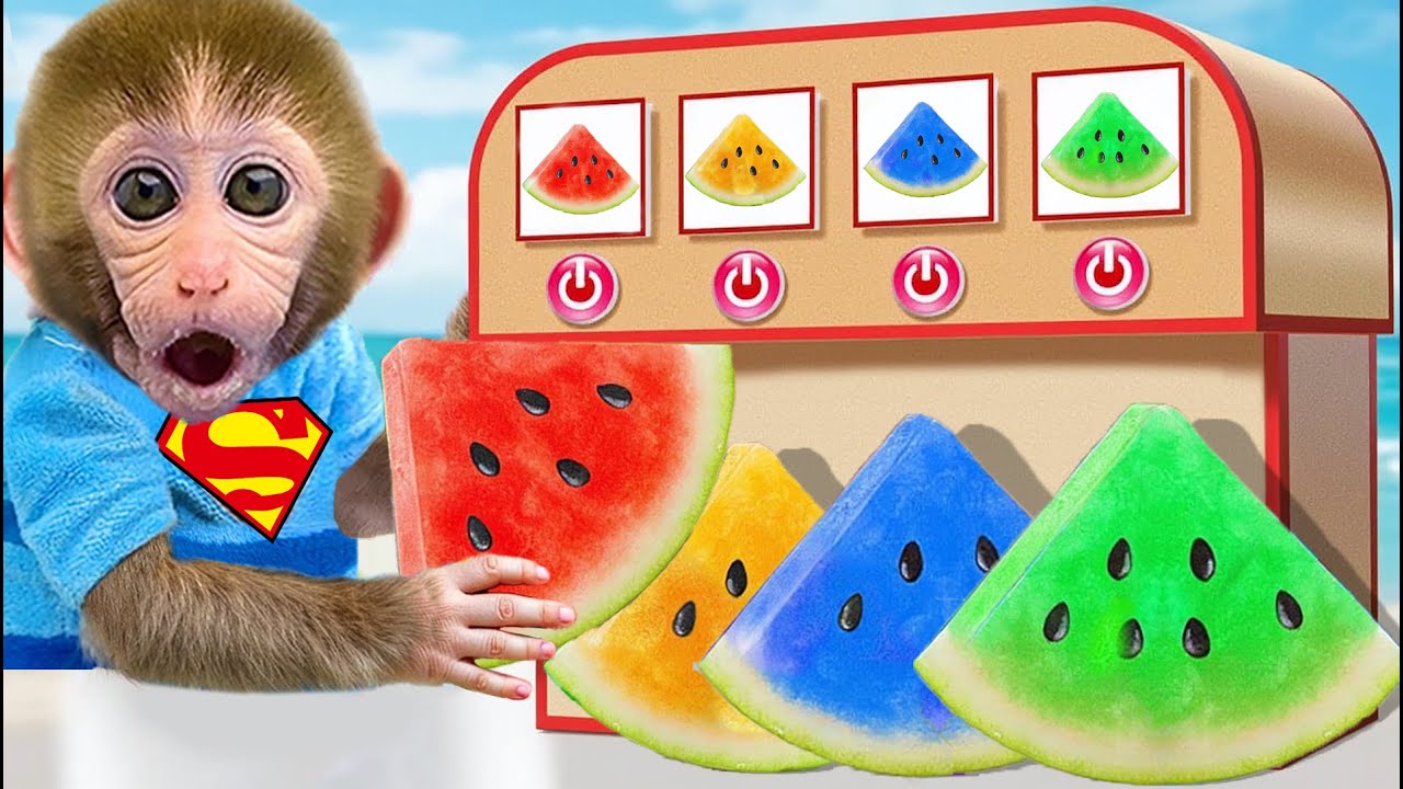 Малыш БонБон в шоке, увидев радужные арбузные дольки🍉🌈|  Bonbon и друзья