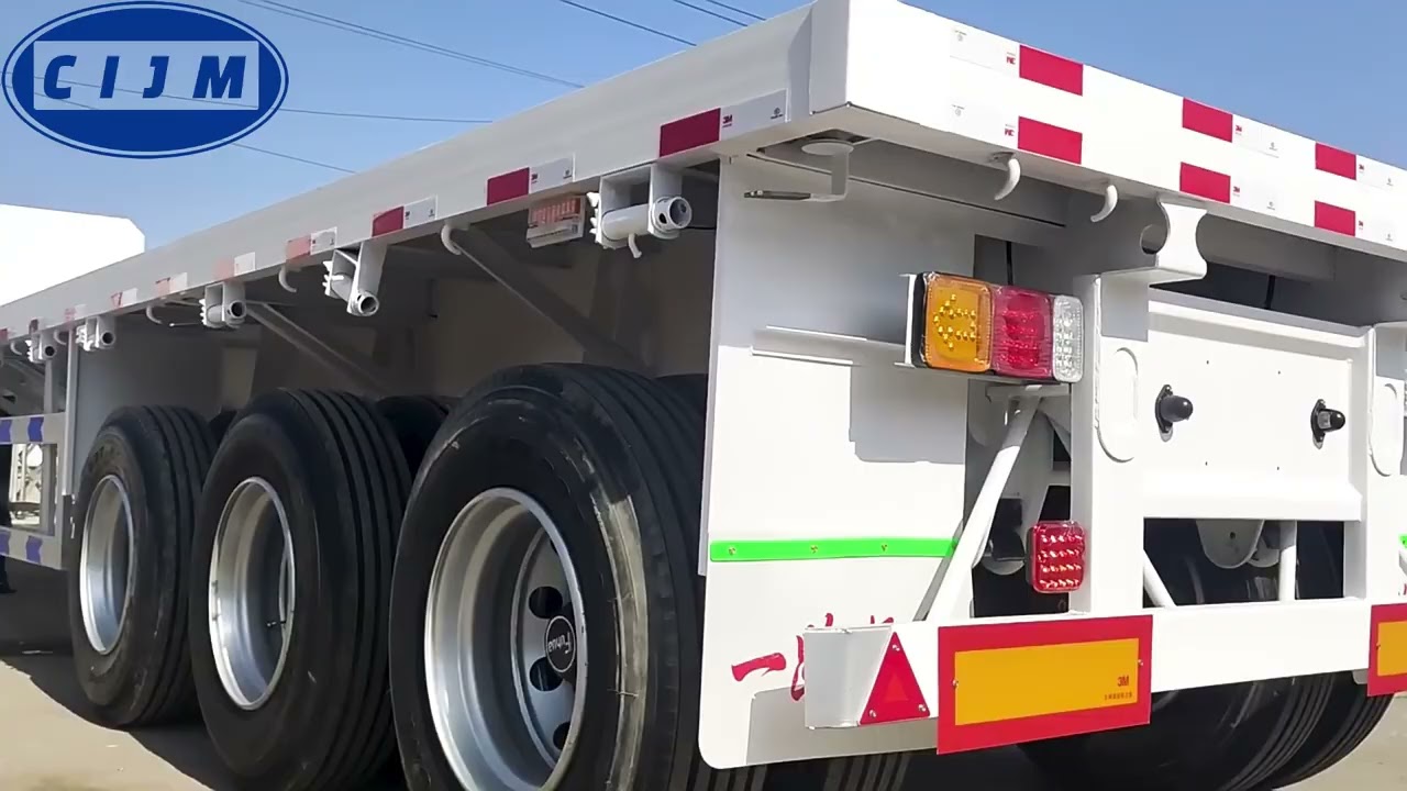 Flat bed trailers , 3 axle flatbed 40ft 45ft flatbed container semi trailer with twist lock#trailer