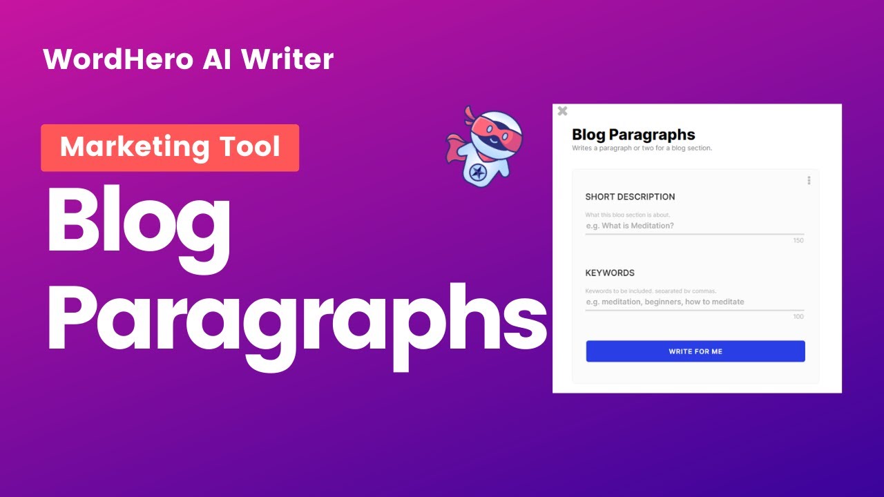 How to Write Entire Blog Paragraph In 1 Click Using WordHero AI