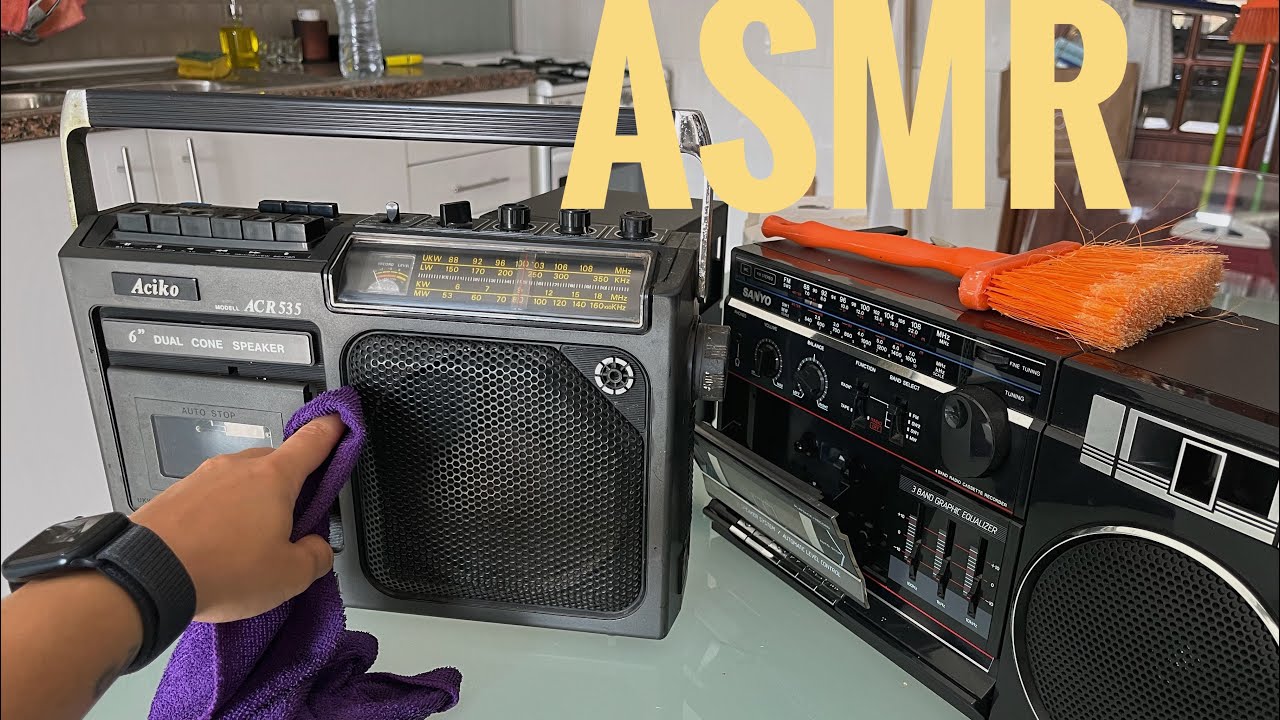 ASMR Cleaning old radio cassette players | no talking, unintentional 