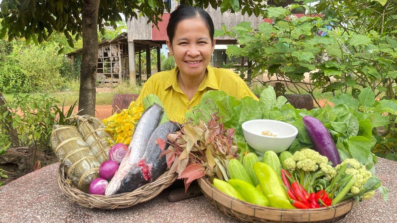 Cambodian Prahok Dip with Num Ansom & Fresh Veggies | Rural Khmer Cooking