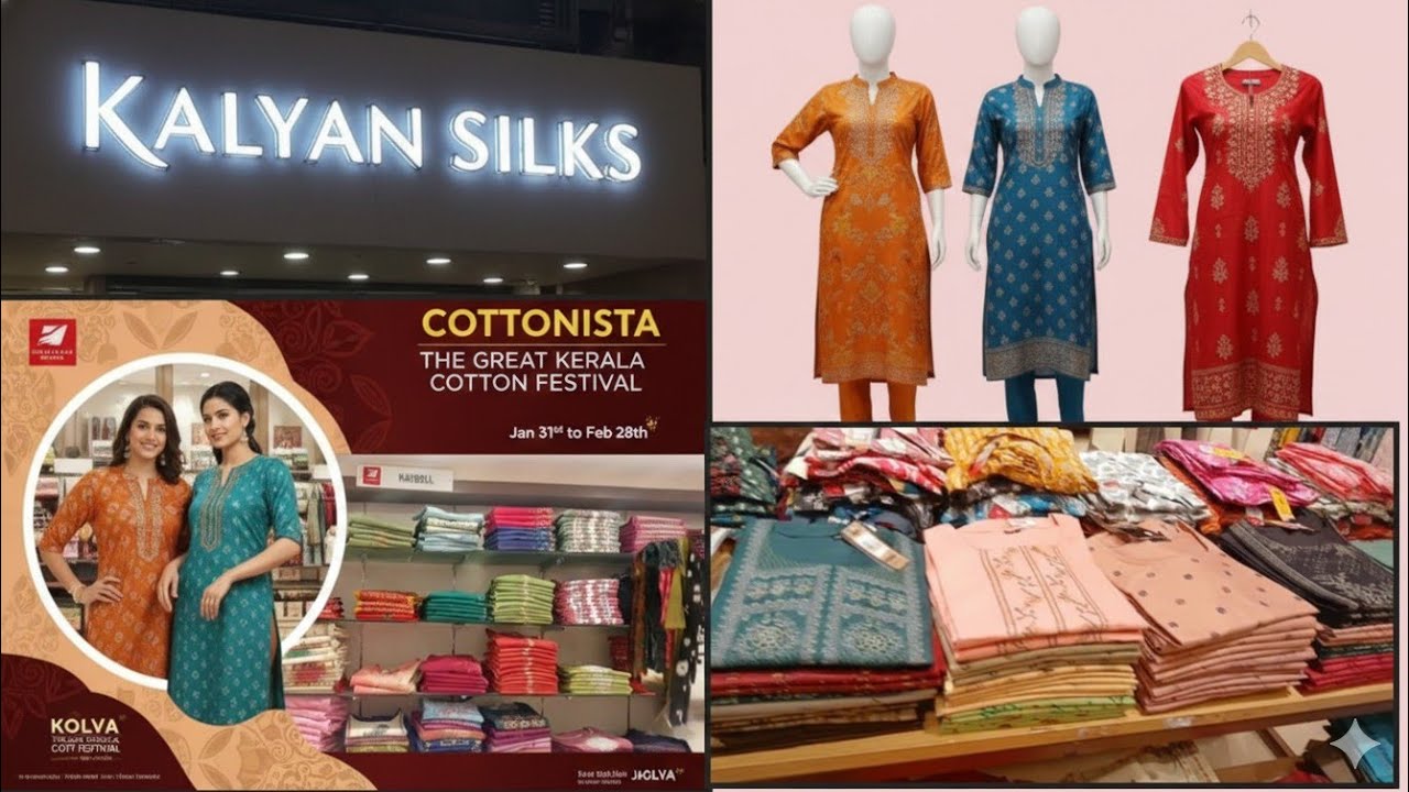 Kalyan silks the great kerala cotton festival🥳 churidar, ladies wear etc #malayalam #kalyansilks