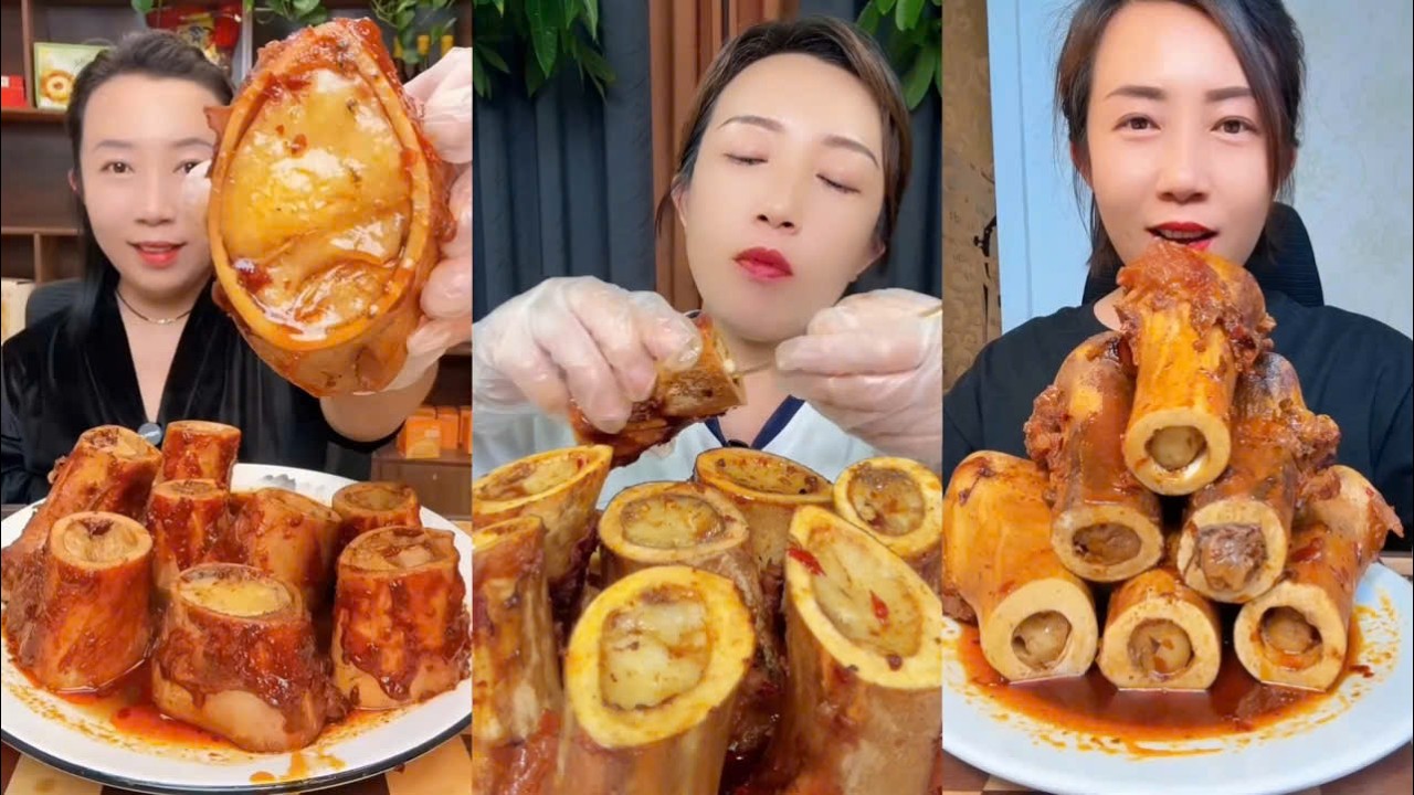MUKBANG beef bone marrow ASMR  - The best of delicious Lien Huong food #1883