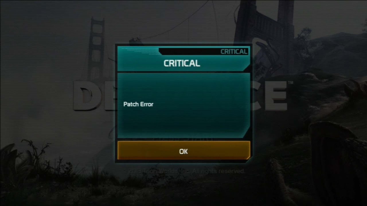 Patch Error do Defiance de PS3