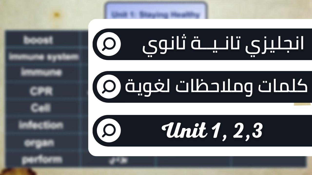 مراجعة انجليزي تانية ثانوي الترم الاول || كلمات يونت 1 و 2 و 3
