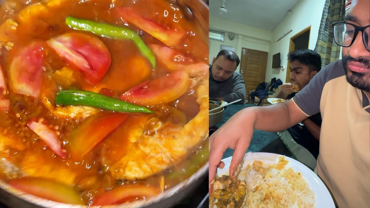 Eating Sehri(Rice & Red Snapper Fish Curry) With Friends at Cox&rsquo;s Bazar