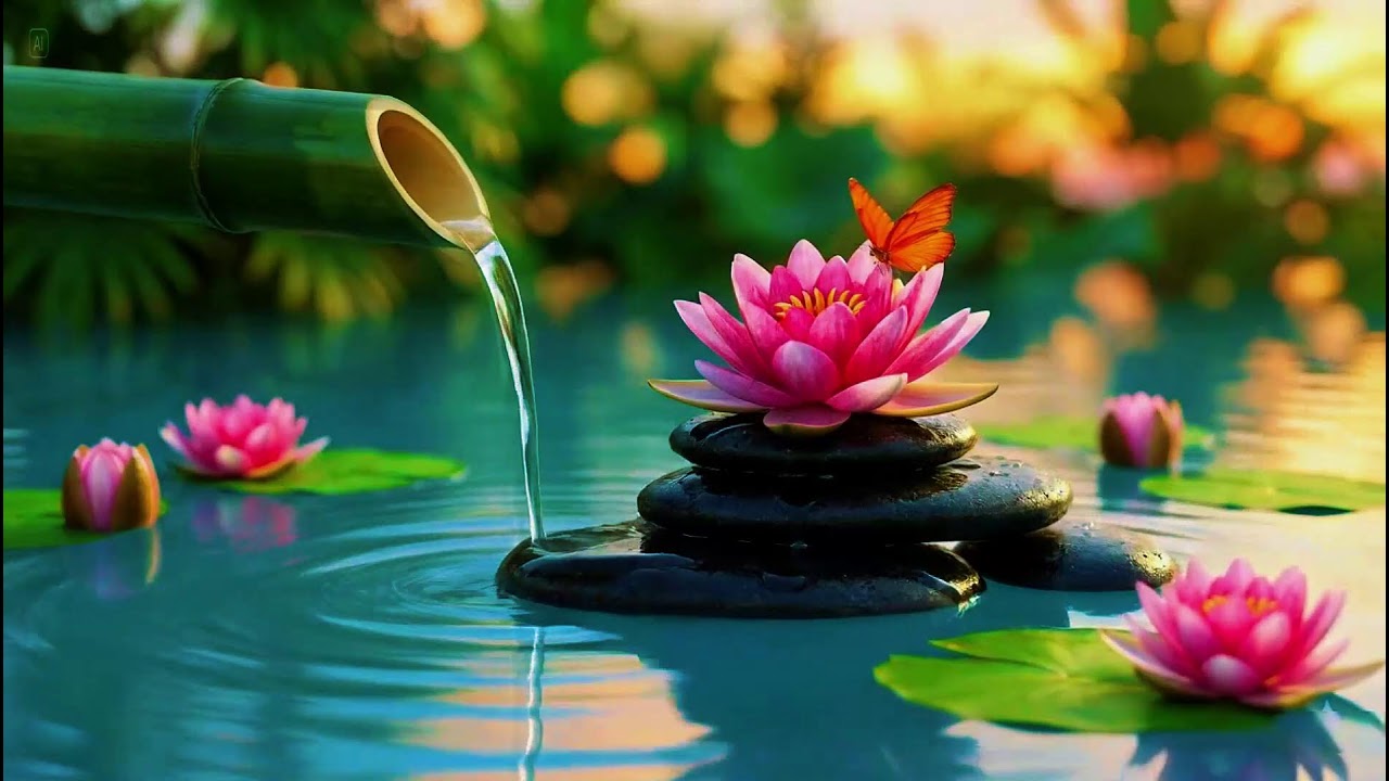 Relaxing Sleep Music with Bamboo Water Sound🌿Relaxing Sleep, Study & Calming Deep Relaxation,Yoga