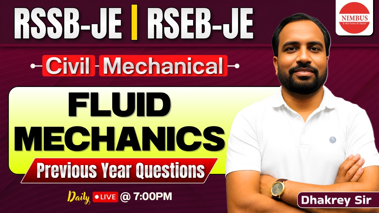 RSEB & RSSB JE Fluid Mechanics Previous Year Questions | RSEB JE & RSSB JE Important PYQs Discussion