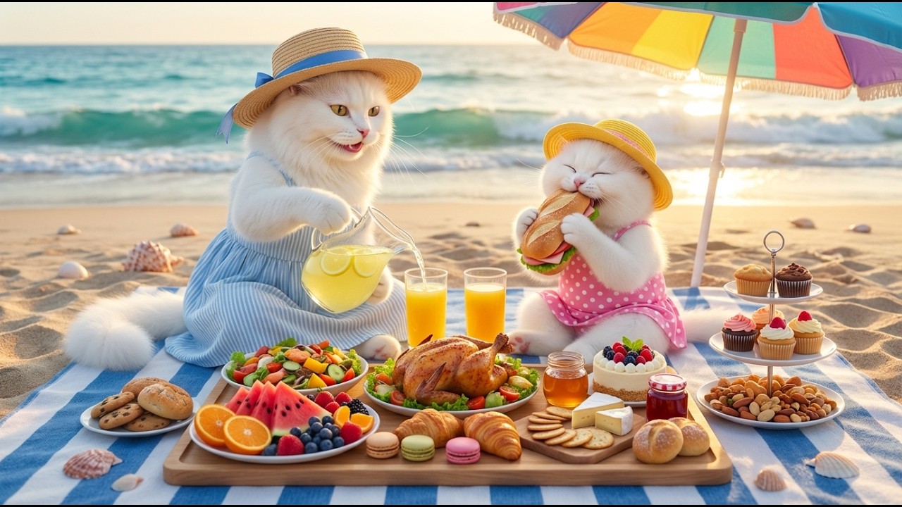 Mama Cat Took Her Kitten to the Beach for the First Time🏖️ | A Collection of Heartwarming AI Stories