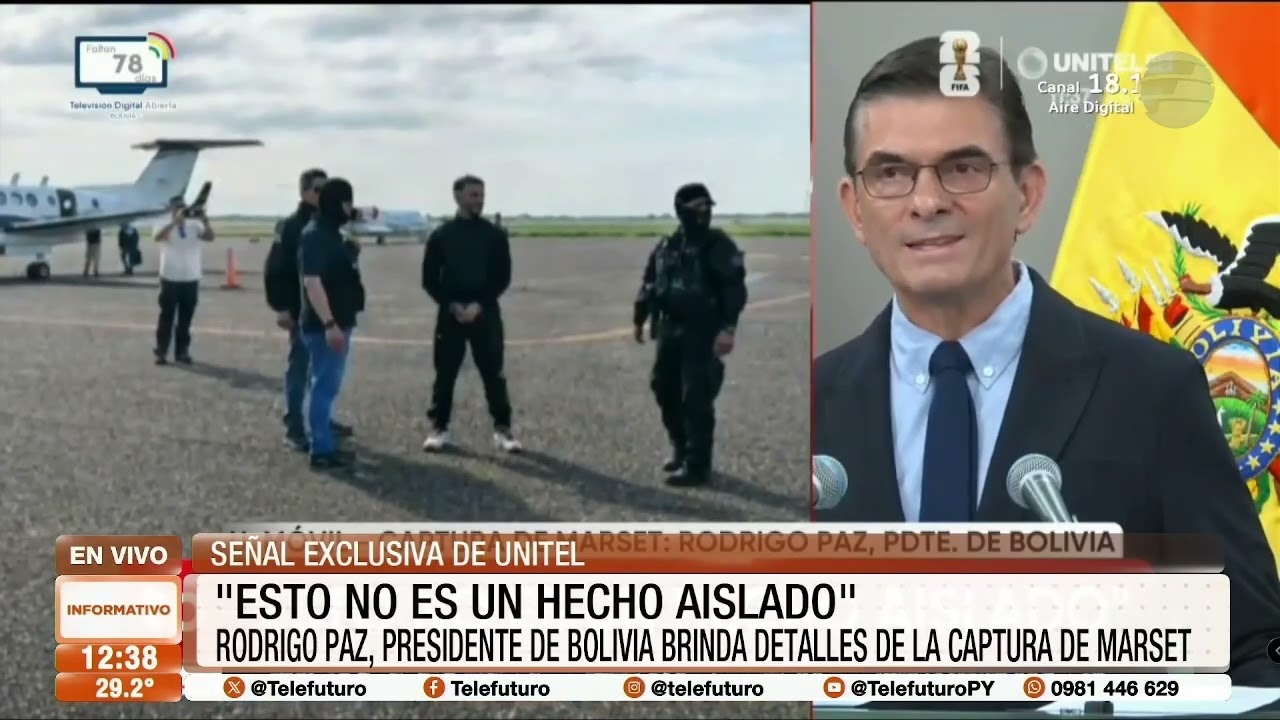 Rodrigo Paz presidente de Bolivia brinda detalles de la captura de Marset.