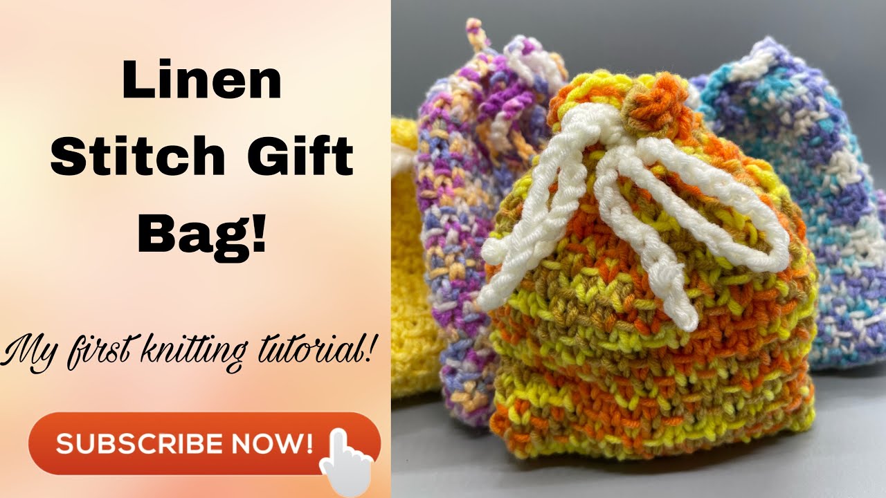 Linen Stitch Knitted Gift Bag