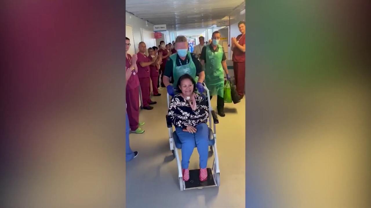 ESHT nurse Uma Pradhan leaving Hospital to a round of applause #NHSCovidHeroes #NHSHeroes