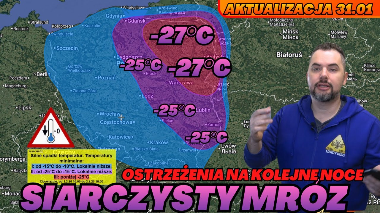 Siarczyste mrozy. Na wschodzie lokalnie do -30°C. Ostrzeżenia