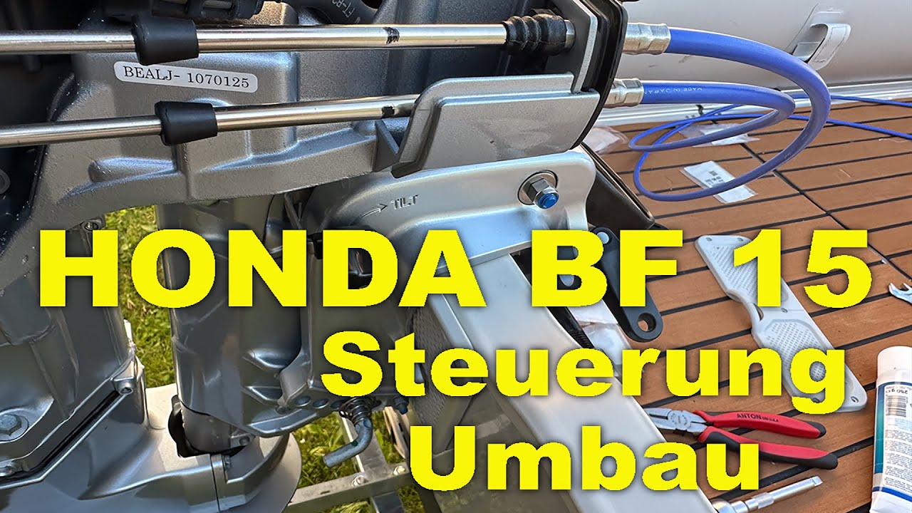 Steuerstand und Schaltbox Honda BF 15   install throttle and gear selector cables