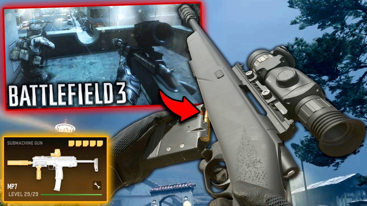 Blackburn M40A5 и MP7 из миссии NightShift в BF3 в геймплее Modern Warfare 2