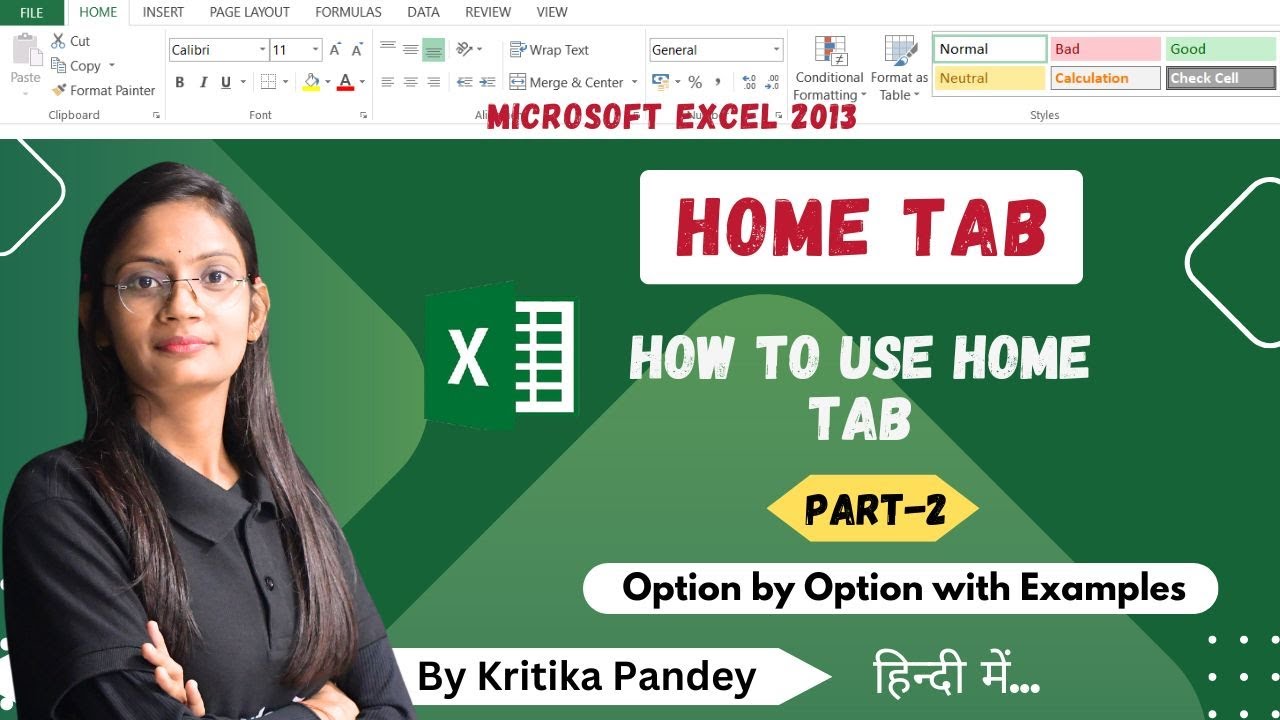 Home Tab Part-2 in MS Excel 2013 Lecture-4 | How to Use Home Tab? | Microsoft Excel 2013