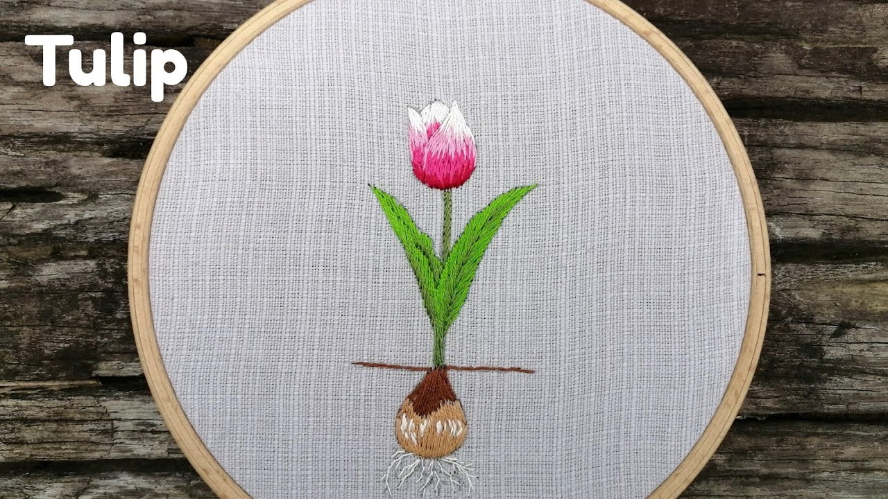 Easy Tulip Embroidery Flower Embroidery For Beginners