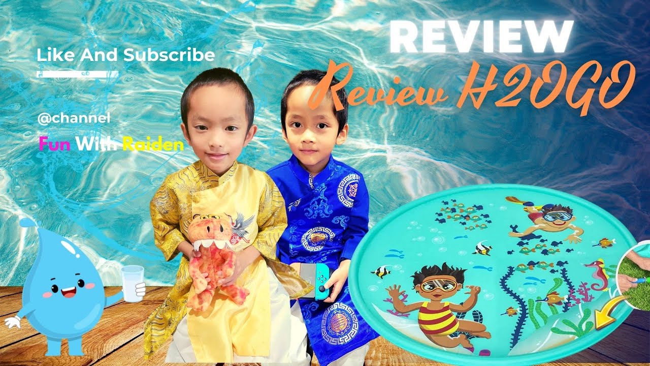 H2OGO! 11' Underwater Adventure Sprinkler Pad from Costco - Unbox & Review with Sunny and Raiden