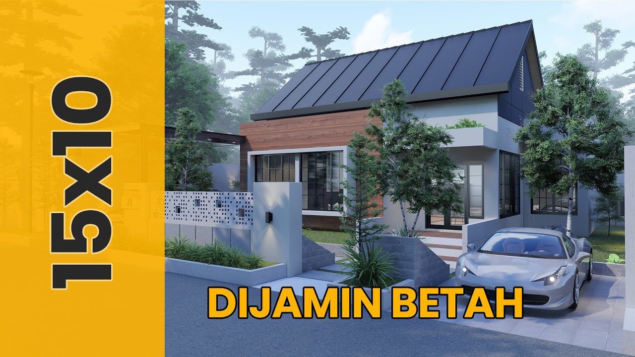 Desain rumah minimalis 1 lantai ukuran 15x10 meter bergaya scandinavian