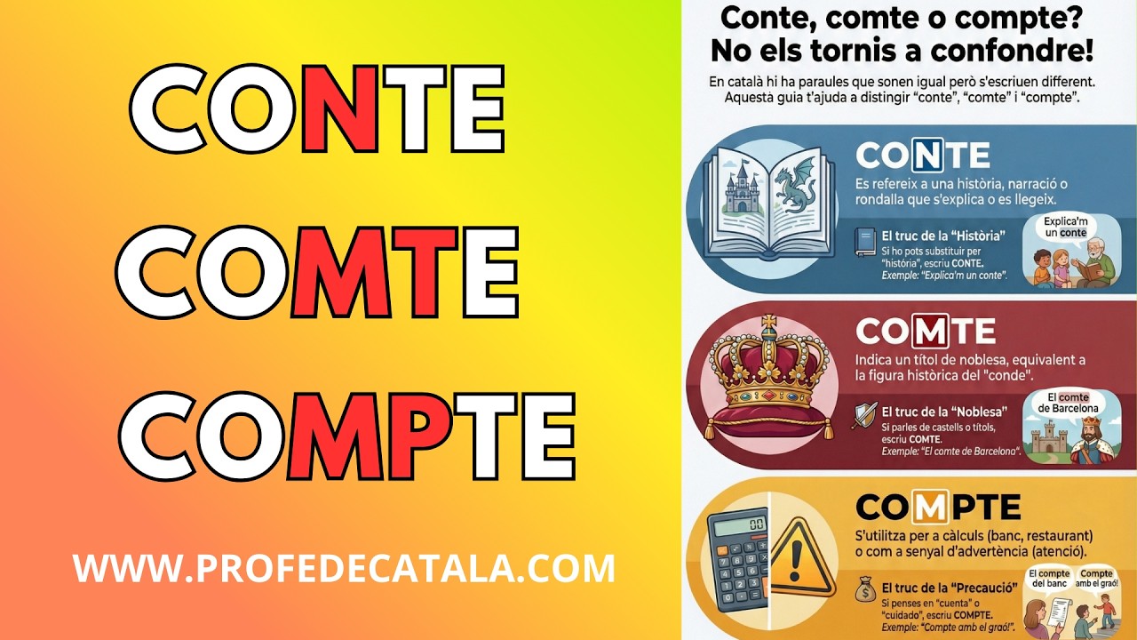 Conte, Comte i Compte - Vocabulari de català