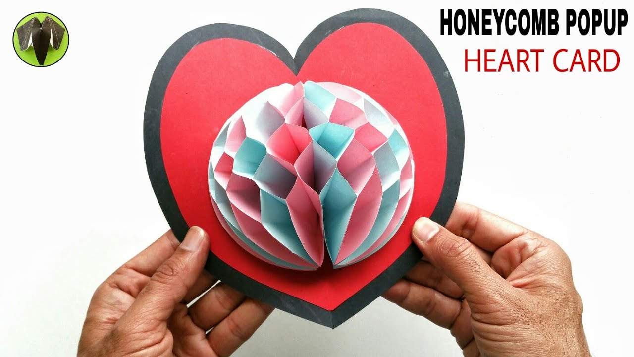Honeycomb Popup Heart Card  for Valentine's Day - DIY Tutorial - 882