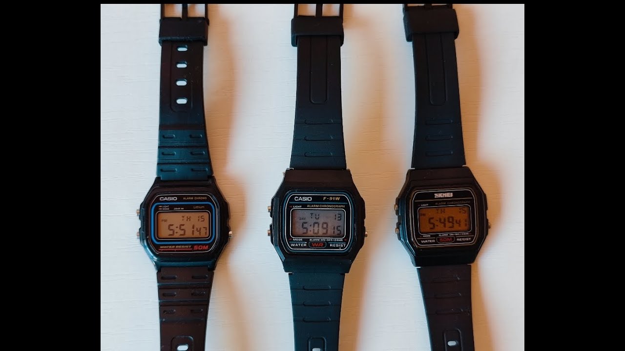 Сравниваем 3 пары часов casio w59 , casio f91w и skmei 1412.Что лучше.