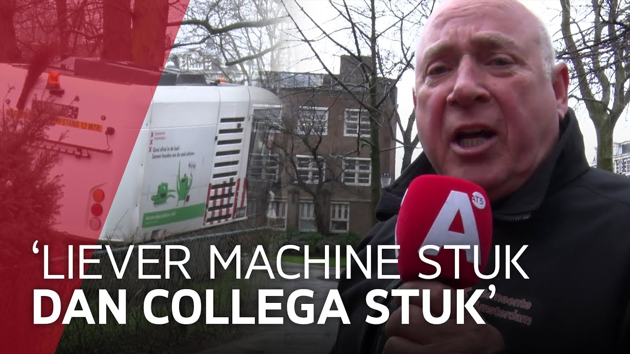 Veegwagen vast door inschattingsfout