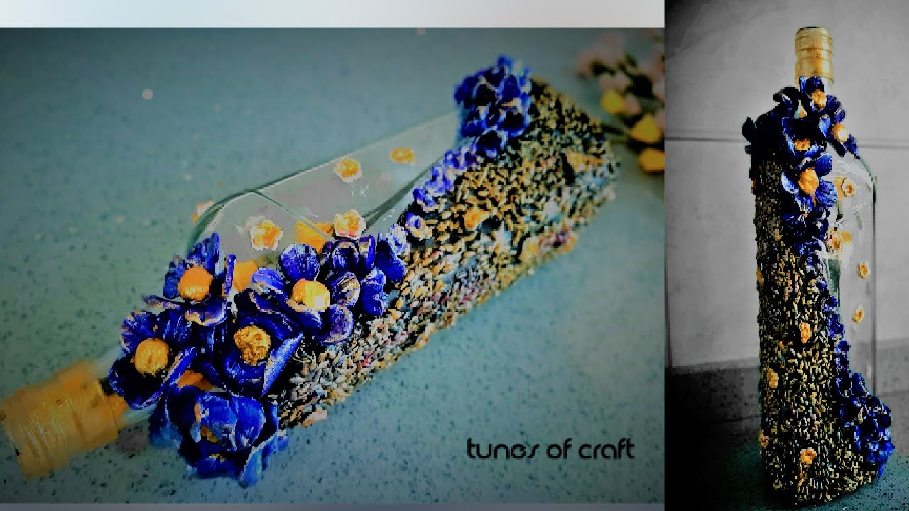 Bottle decoration idea easy | bottle art with clay | best ot of waste ideas | clay art painting
