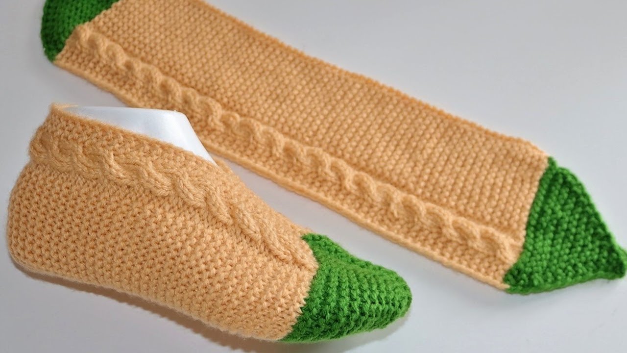 Pantuflas De Lana Faciles Tejidas Con Dos Agujas Talla De Pie 37-38🤍Handmade Diy