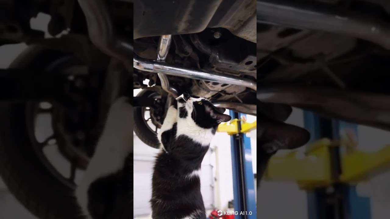 Cat Fixes a Car Like a Mechanic! 🛠️😸