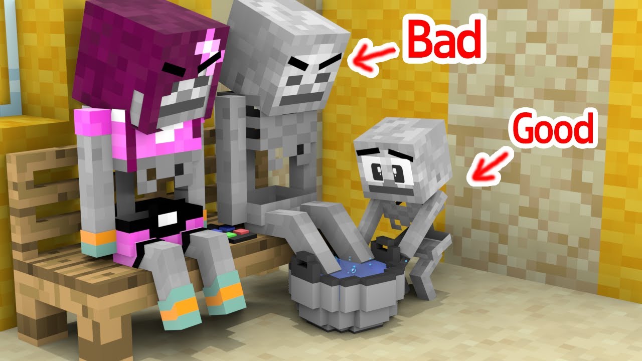 Good Baby Skeleton Life (Bad Family) - Sad Story -  Minecraft Animation