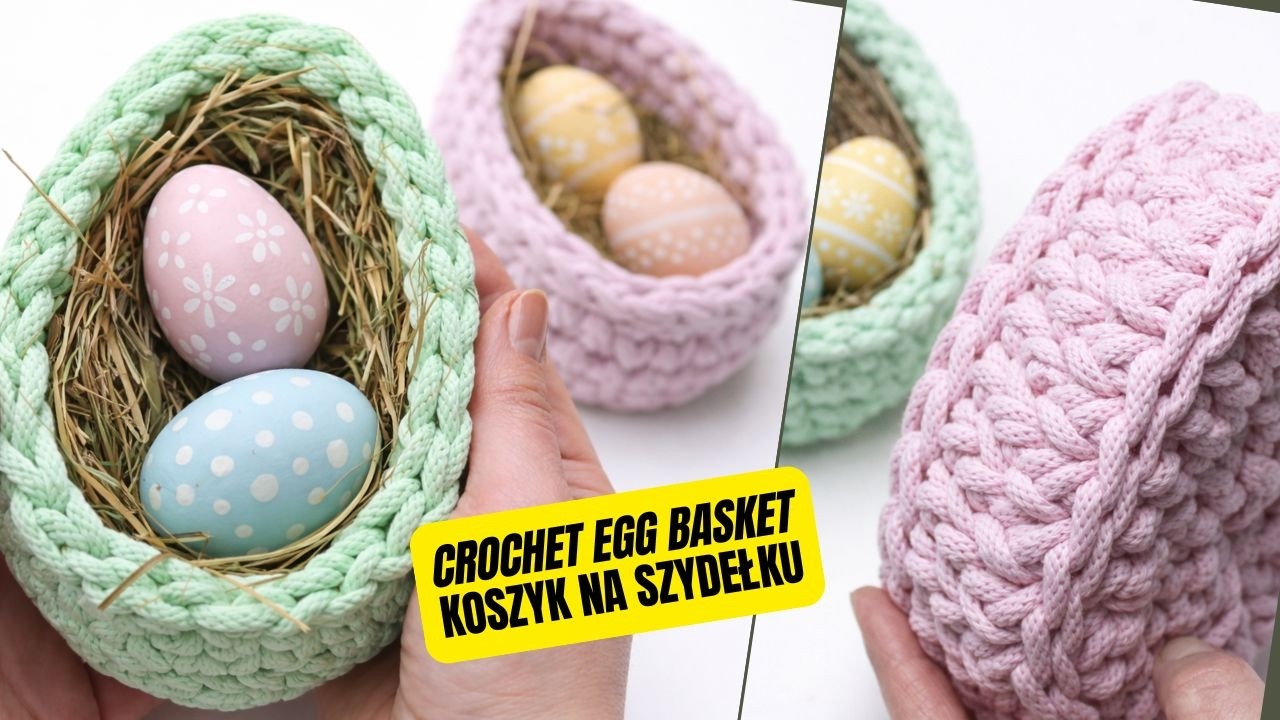 Koszyk w kształcie jajka 🥚 Crochet Egg Basket Tutorial | Koszyk Wielkanocny ze Sznurka 5mm