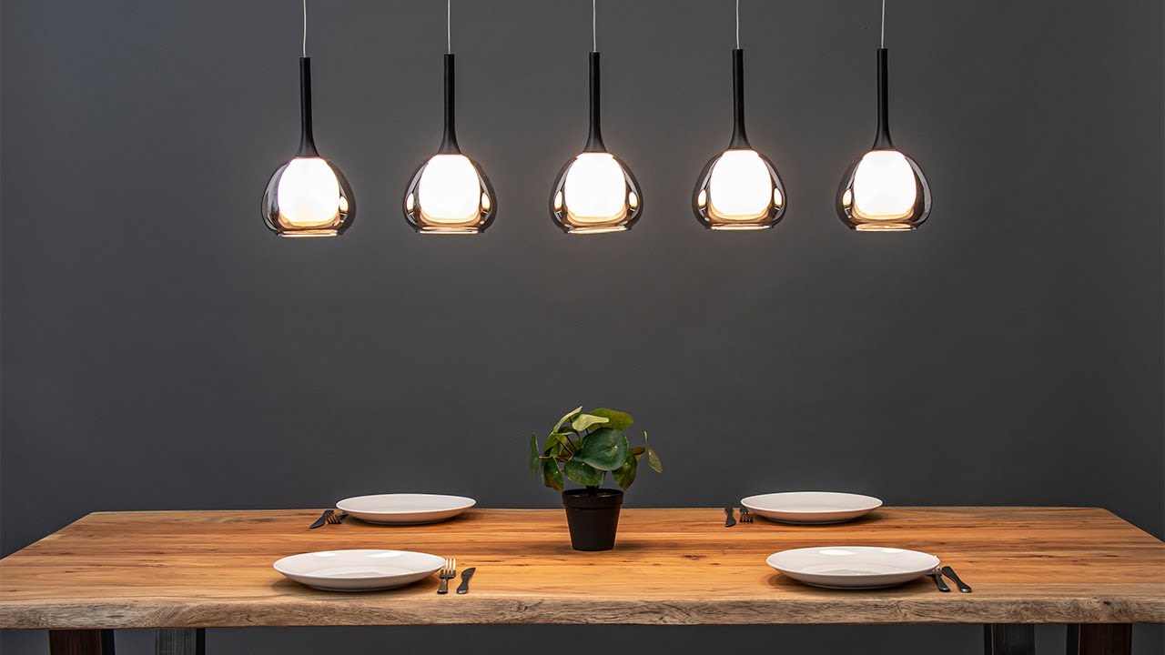 Moderne 5-lichts eettafelhanglamp zwart met dubbel glas | Straluma 23220059