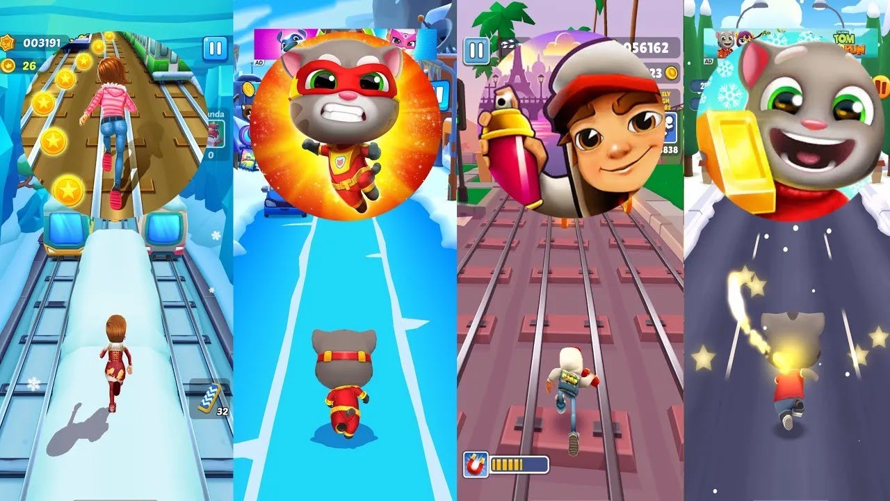 Subway princess runner 🆚 Talking Tom Dash Hero 🆚 Subway Surfers 🆚 Tom Gold Run