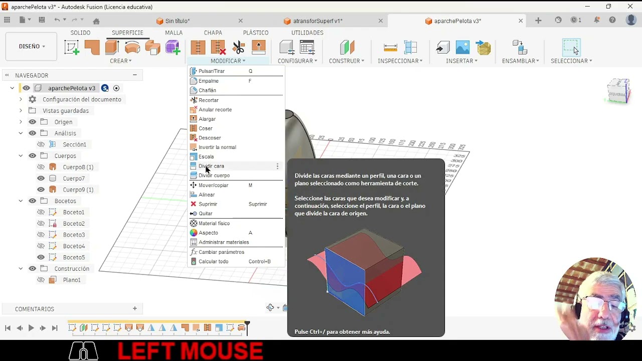 Superficies Cuarta Parte - Dividir cuerpo