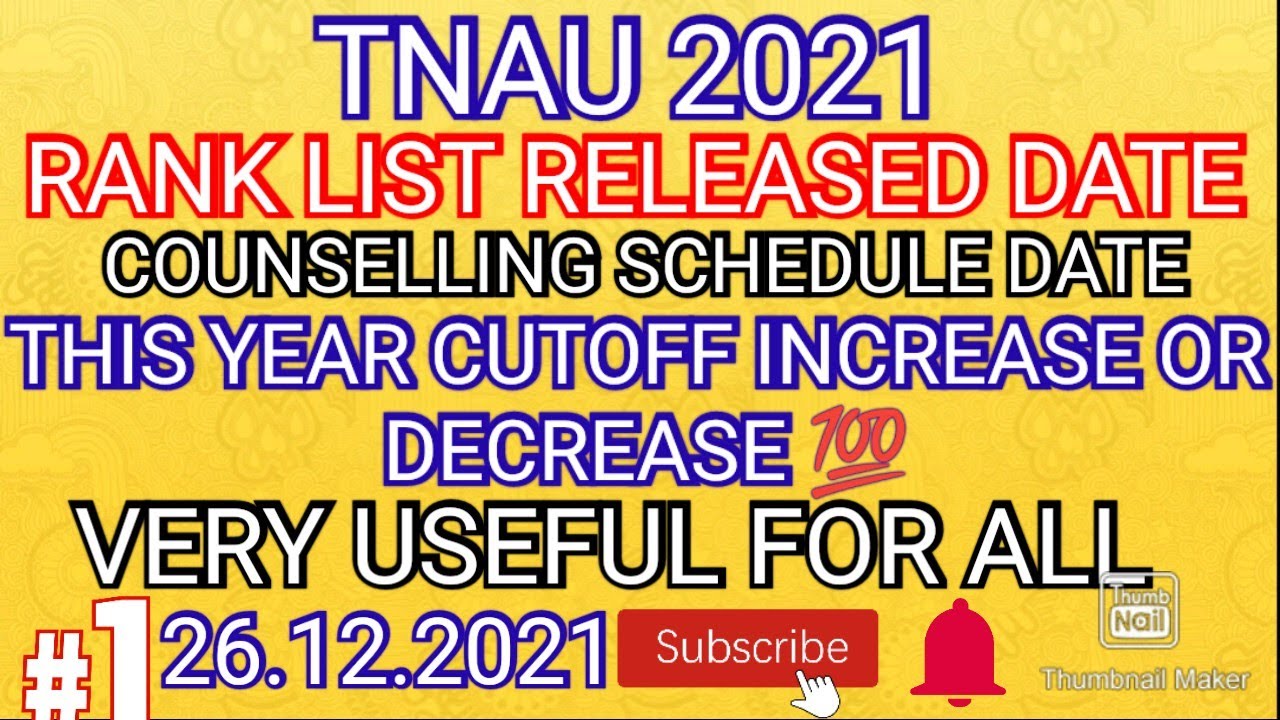 TNAU 2021 RANK LIST RELEASED DATE 💯 THIS YEAR CUTOFF INCREASE OR DECREASE 💯 SUBSCRIBE 🔔