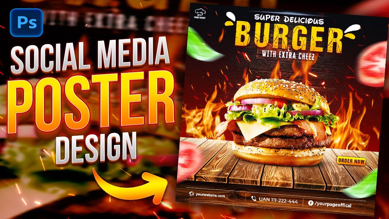 How To Create an Amazing Burger Poster Design In Photoshop |Poster|  |poster design in photoshop