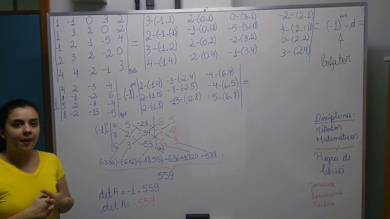 Regra de Chió - Determinante Matriz 5x5