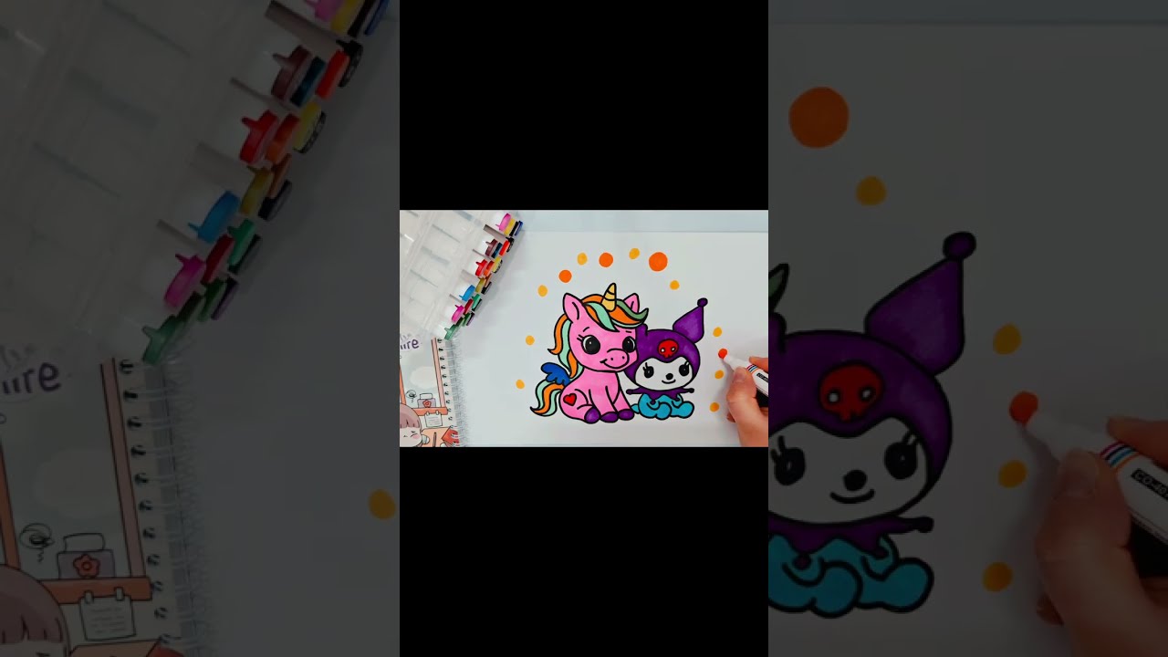 Unicorn & Kuromi Coloring with Markers | Marker Sounds 🎨🦄💜