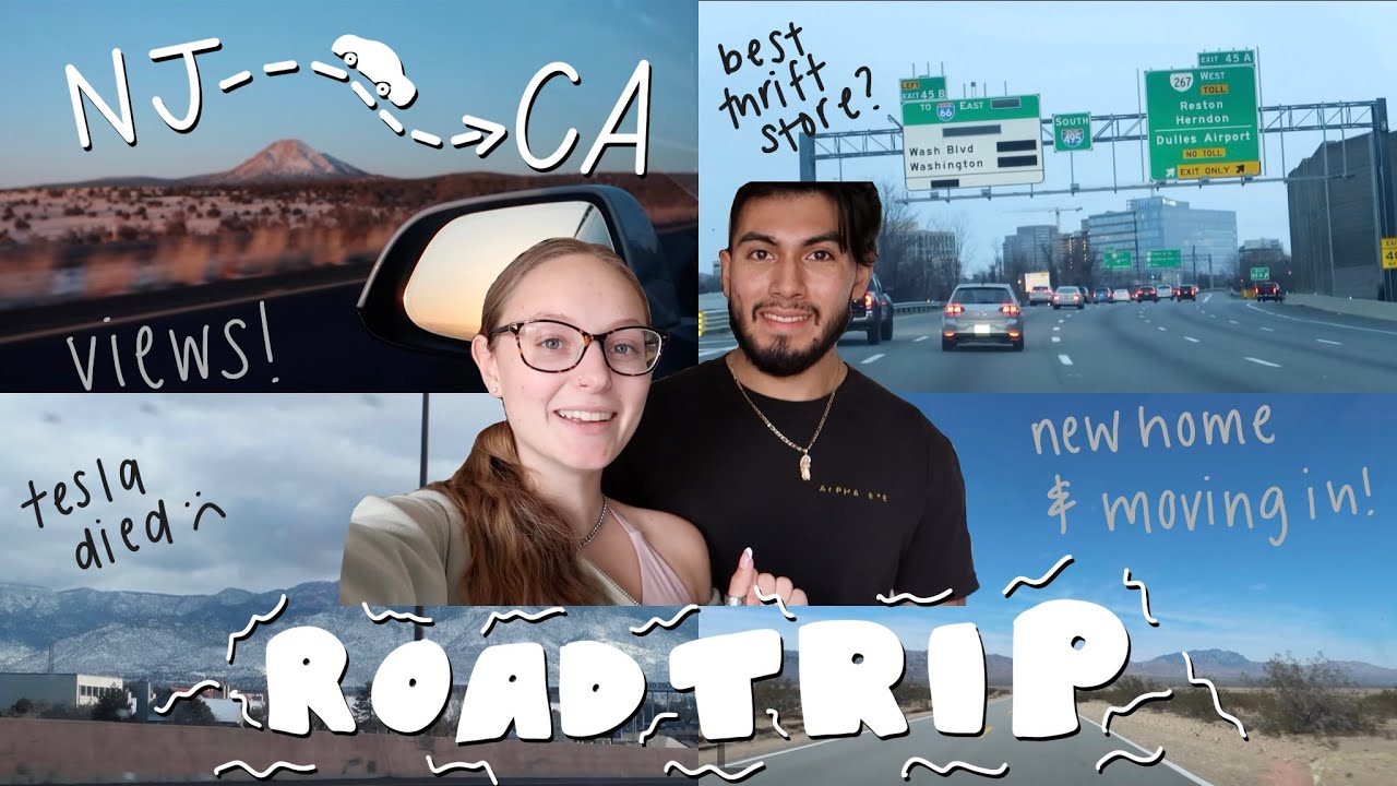road trip vlog: scenic views, thrifting, tesla dies, & moving in!