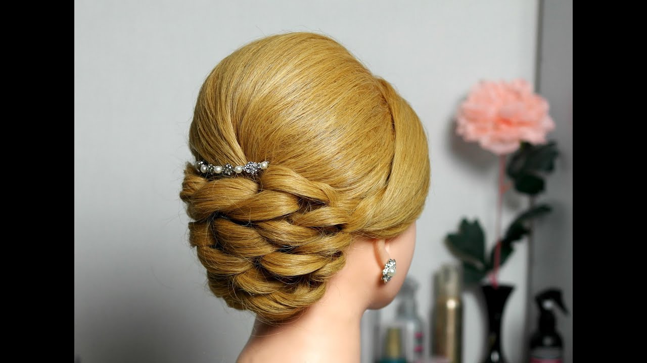 Bridal prom updo hairstyle for long hair.