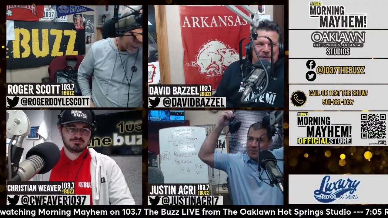 Morning Mayhem with David Bazzel and Roger Scott is LIVE from The Oaklawn Hot Springs Studio!!